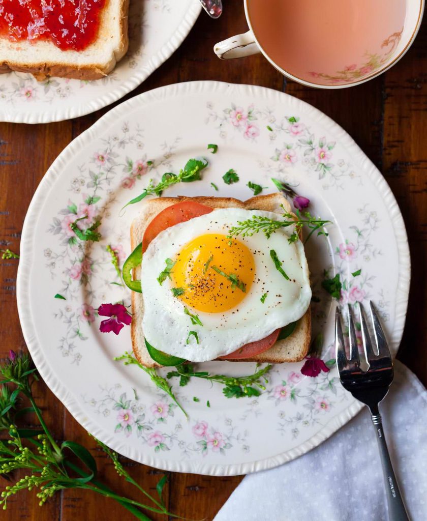 Breakfast with  breads and delicious egg