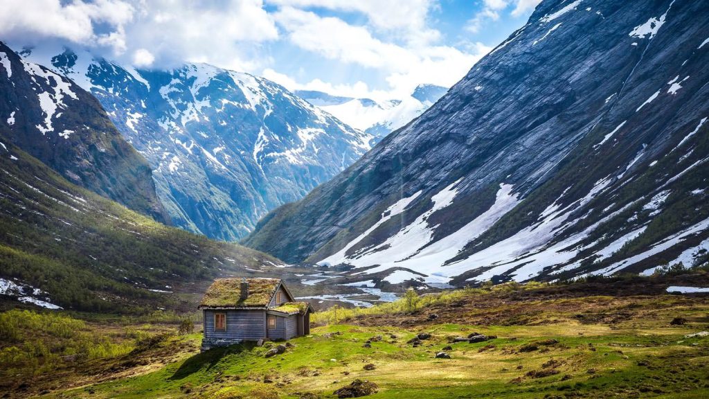 Mountains valley cabin shack