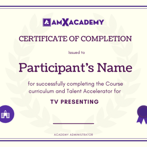 Certificate for TV Presenting